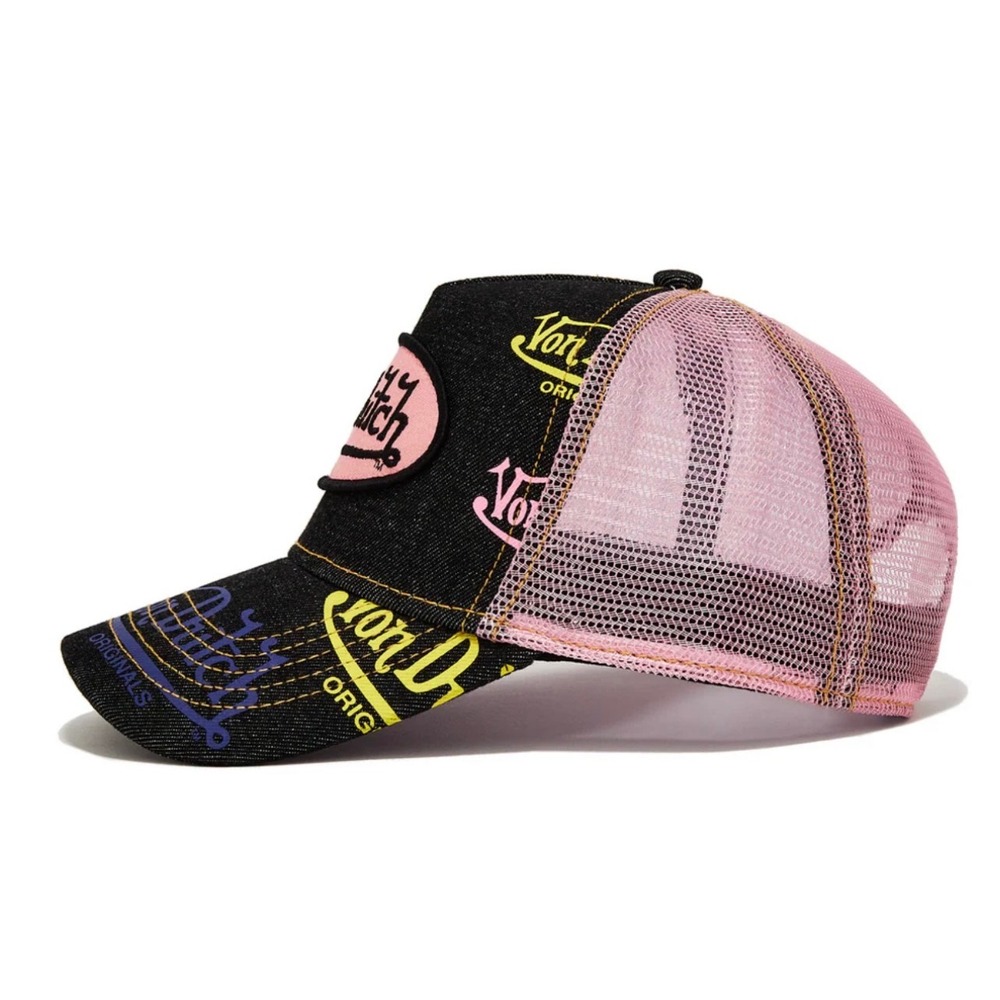 NEW Von Dutch Hat Dark Denim Pink Trucker Mesh SnapBack Cap Retro unisex Y2K - Picture 2 of 8